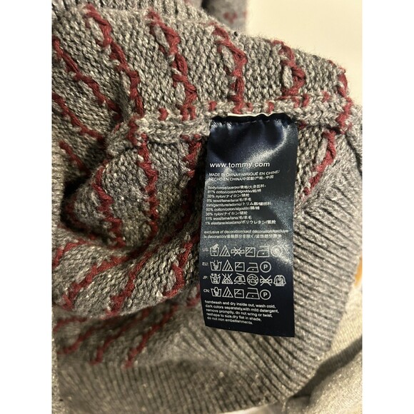 Vintage 90s Tommy Hilfiger Sweater Small Wool Blend Crewneck Knit Gray Soft - Picture 5 of 7